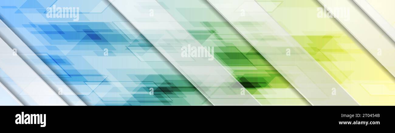 Colorful technology geometric abstract background. Vector web banner design Stock Vector