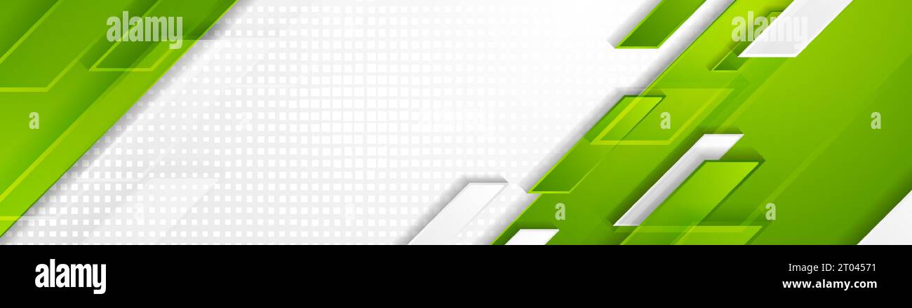 Bright green and grey geometric hi-tech shapes corporate banner design ...