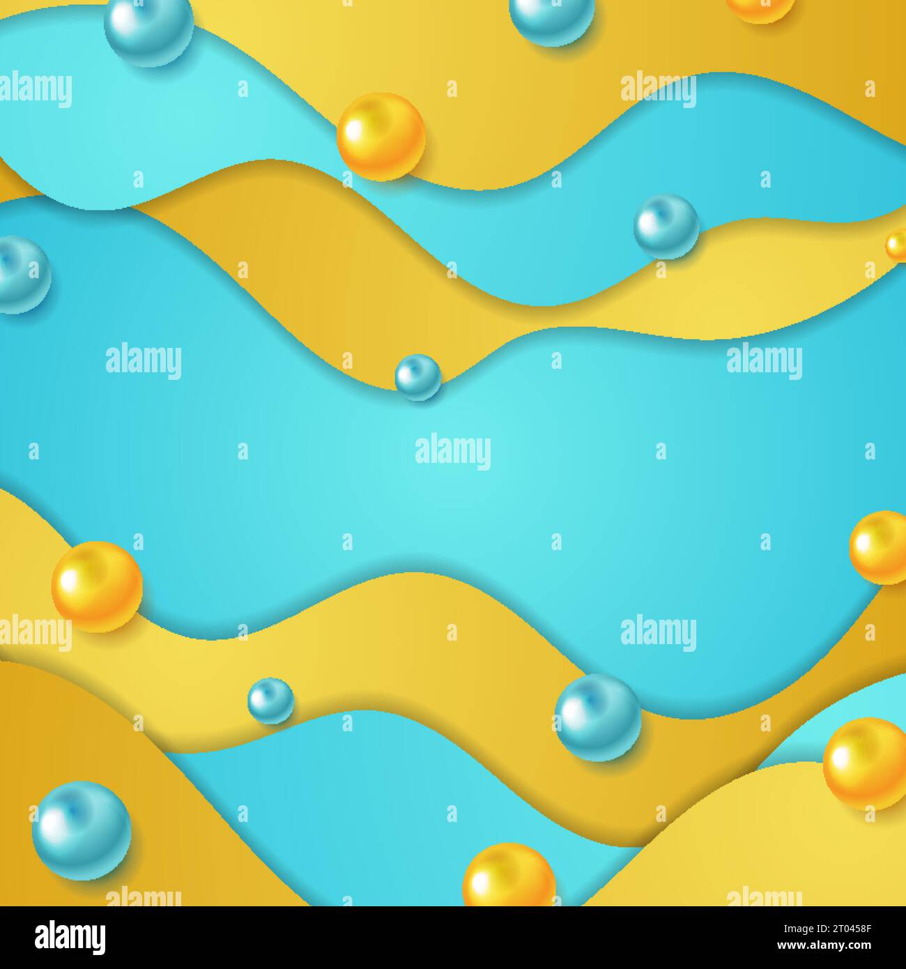 Abstract minimal corporate wavy tech background with glossy 3d balls. Vector design Stock Vector
