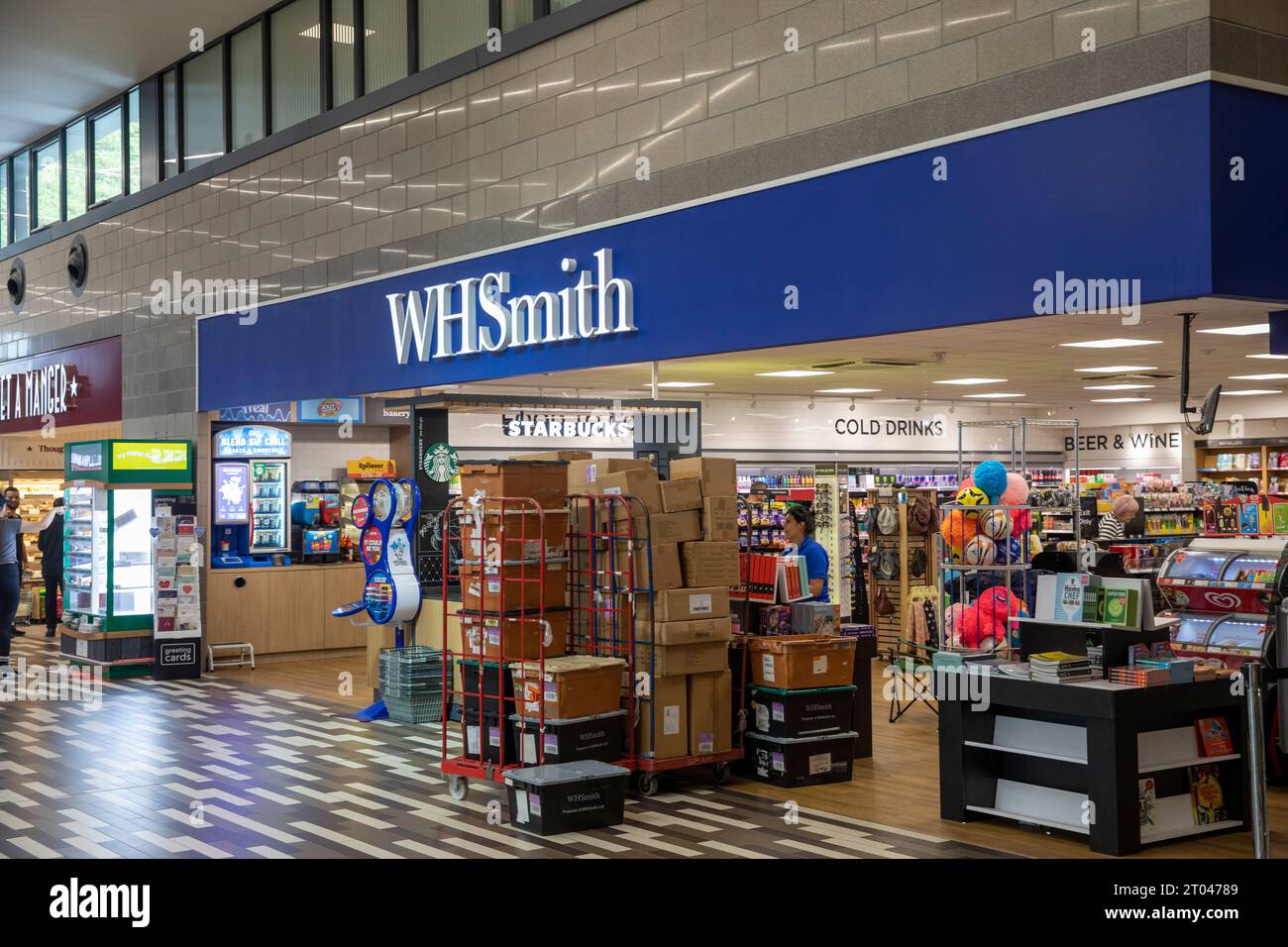 WH Smith Motorway service station at Fleet in Hampshire,England,UK,september 2023 Stock Photo