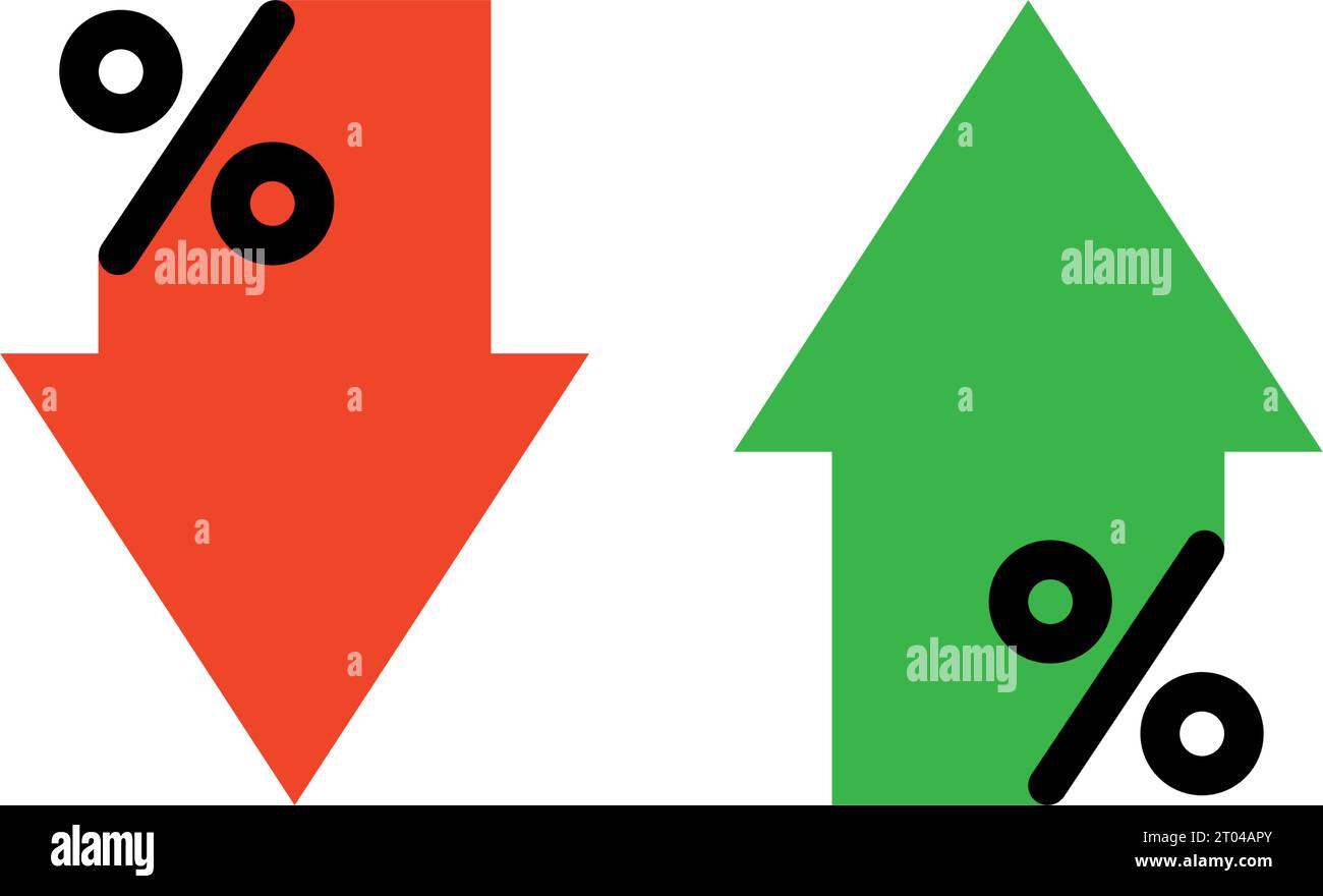 Percentage arrow up and down icon. Percent flat icon. Price increase ...