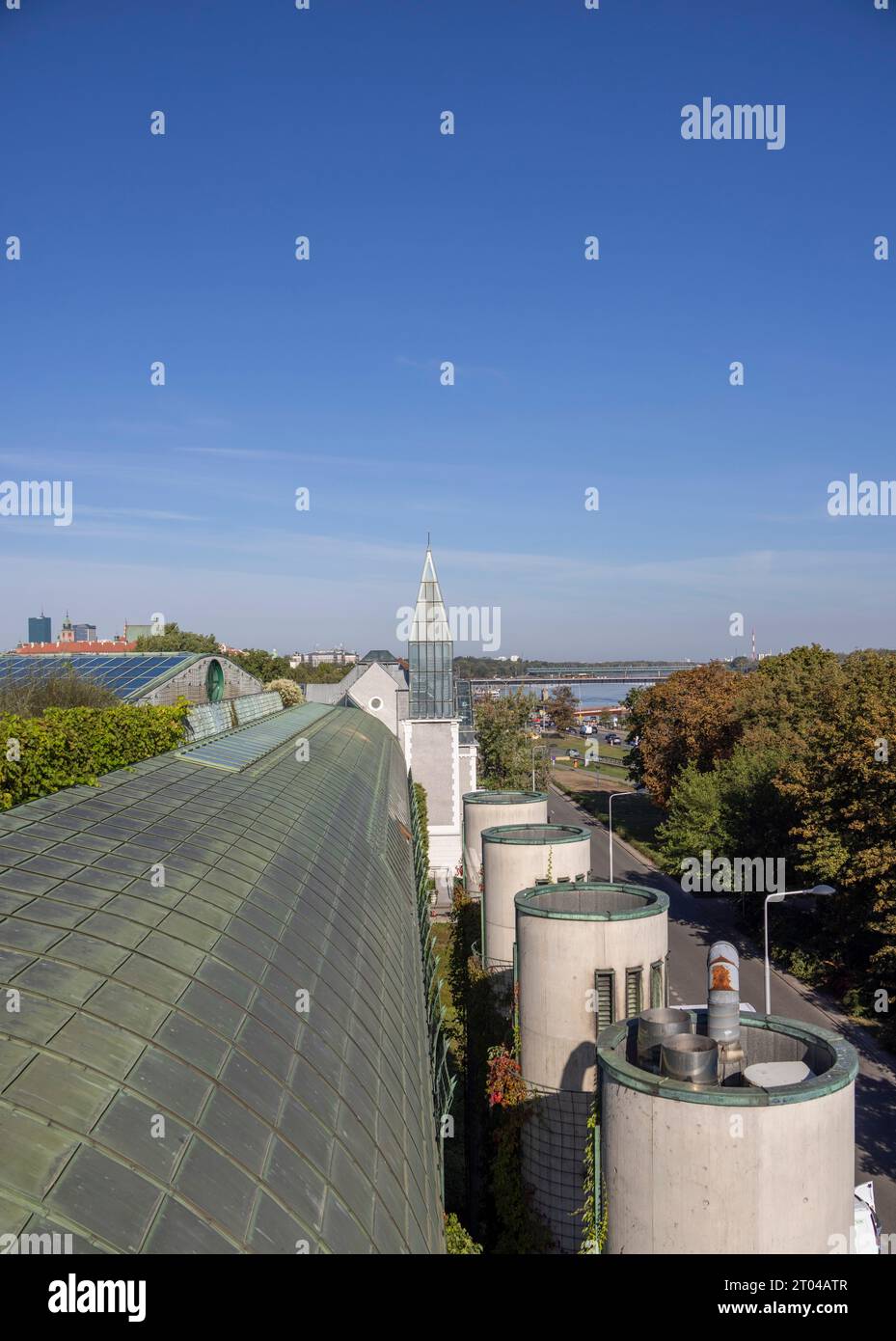 edge of roof garden, Warsaw University new library, Warsaw, Poland Stock Photo