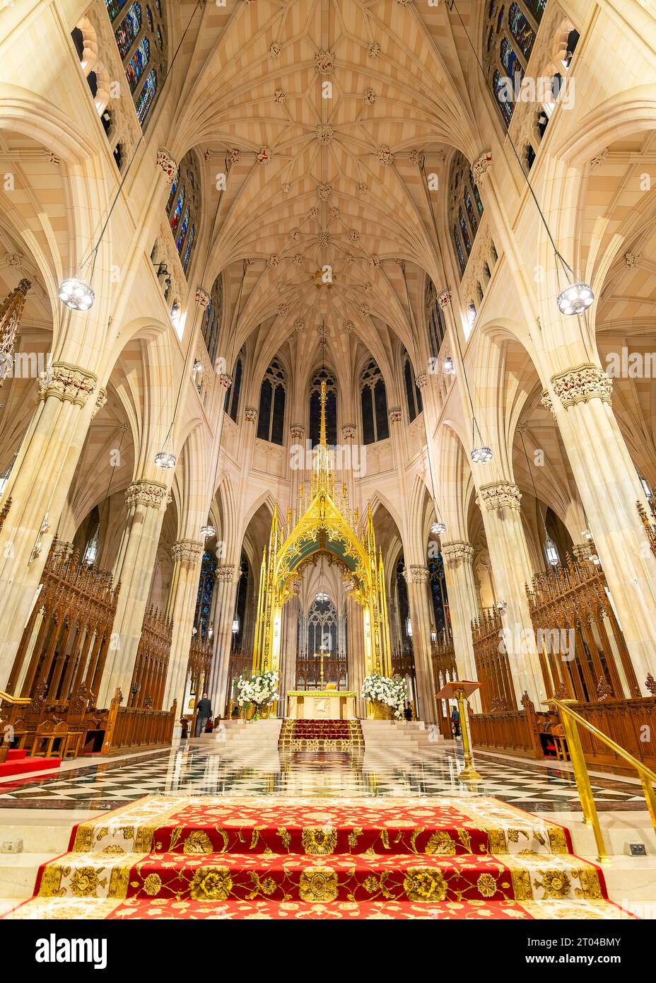 New York, USA. Interior of Saint Patrick's Cathedral. Famous and popular tourist sight in Manhattan. Stock Photo