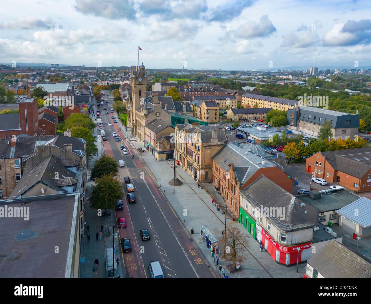 Aerial view of town centre of Rutherglen, South Lanarkshire, Scotland, UK Stock Photo