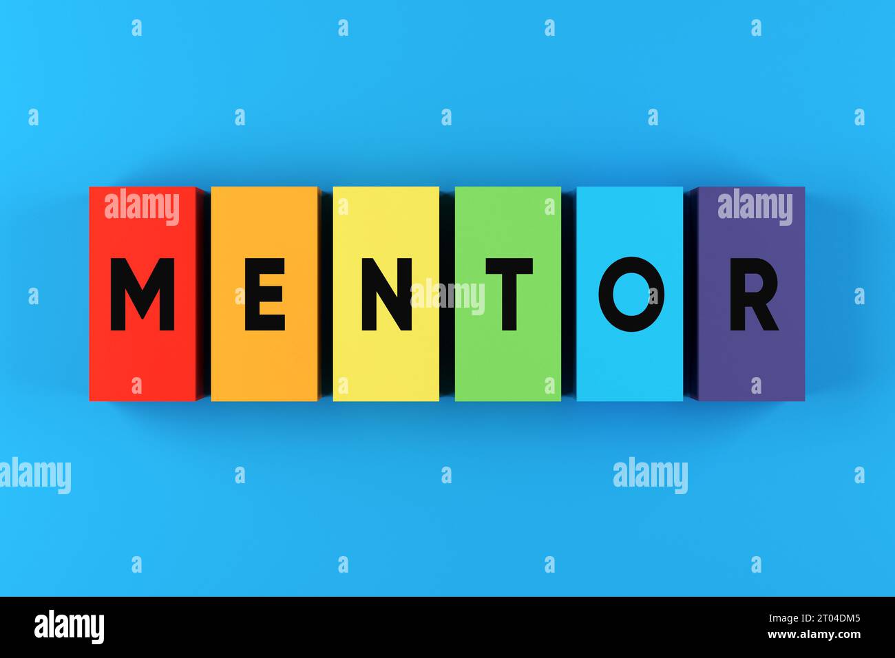 Mentorship, mentoring and coaching concept. The word mentor on colorful blocks. Stock Photo