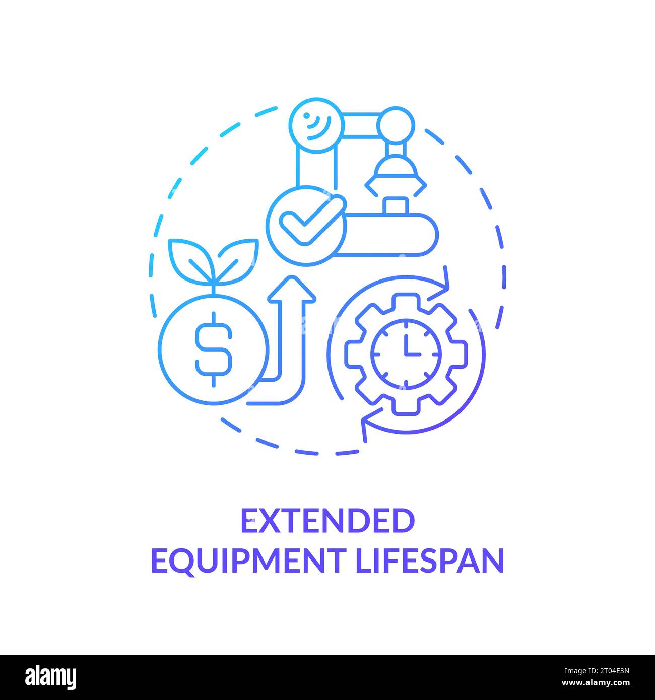 2D gradient linear icon extended equipment lifespan concept Stock