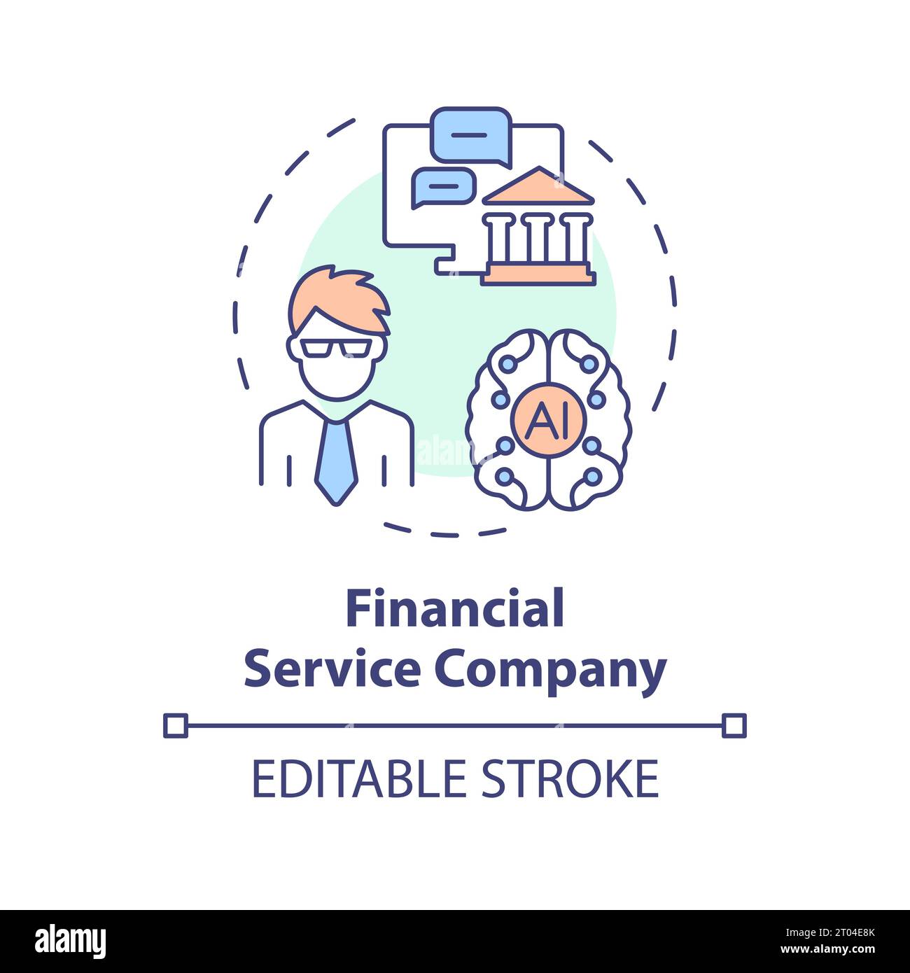 2D colorful thin line icon financial service company concept Stock Vector