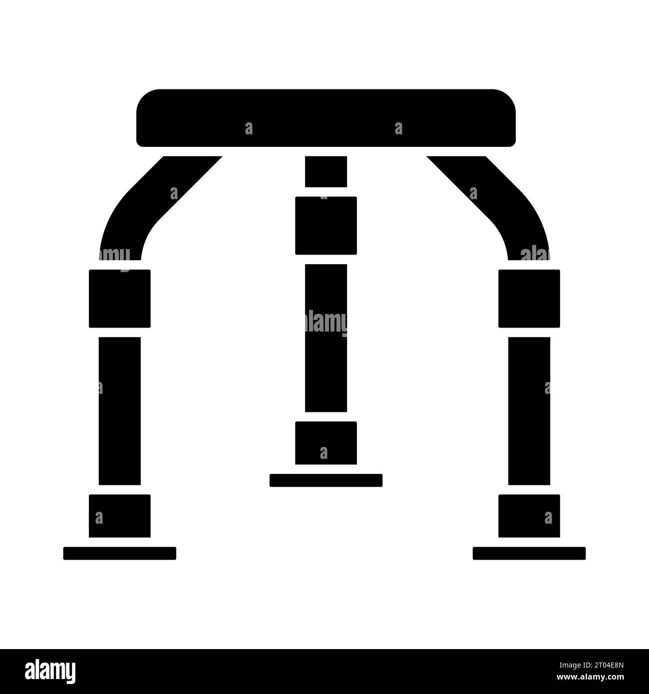 2D simple glyph style black shower stool icon Stock Vector