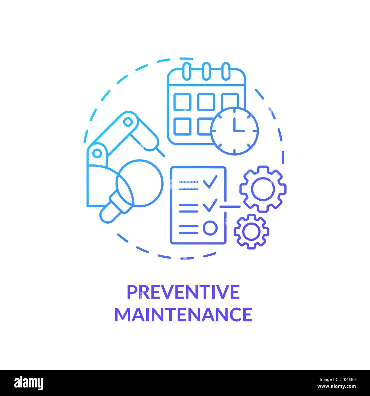 2D gradient thin linear icon preventive maintenance concept Stock Vector