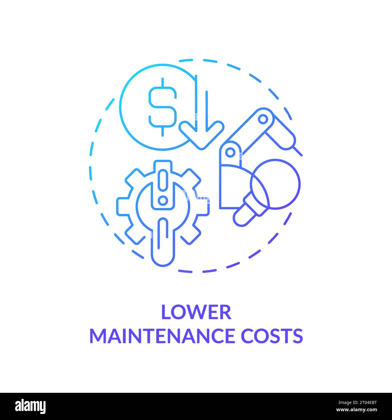 2D thin gradient icon lower maintenance costs concept Stock Vector