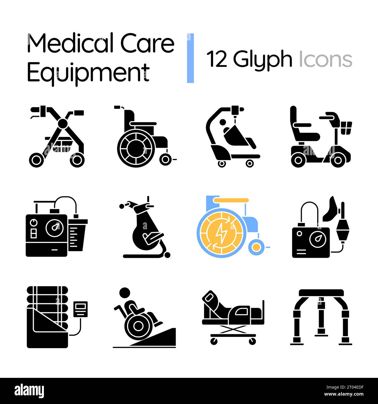 2D silhouette medical equipment icons pack Stock Vector Image & Art Alamy