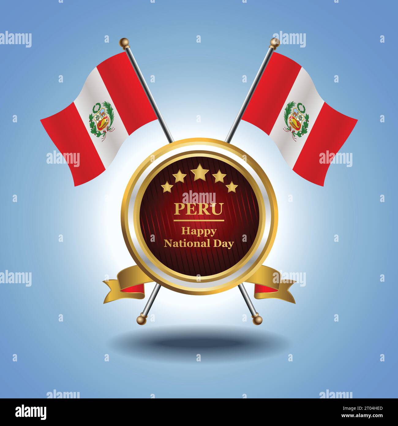 Small National flag of  Peru on Circle With garadasi blue background Stock Vector