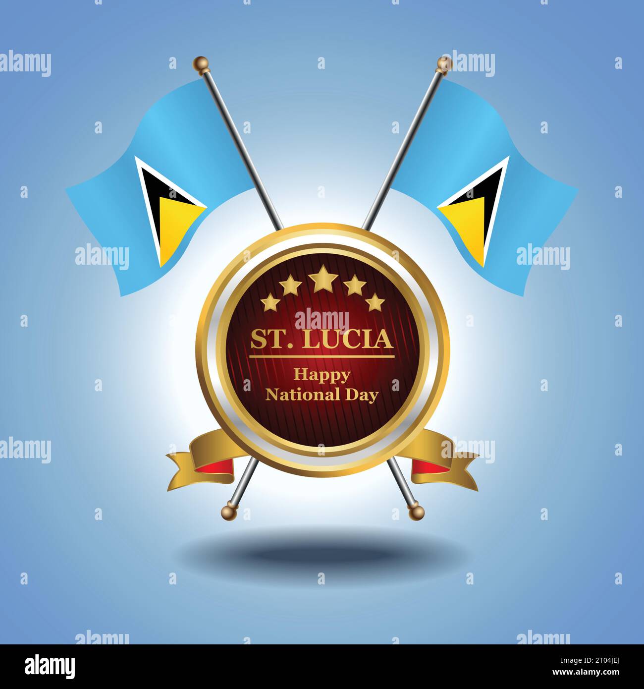 Small National flag of  ST. Lucia on Circle With garadasi blue background Stock Vector