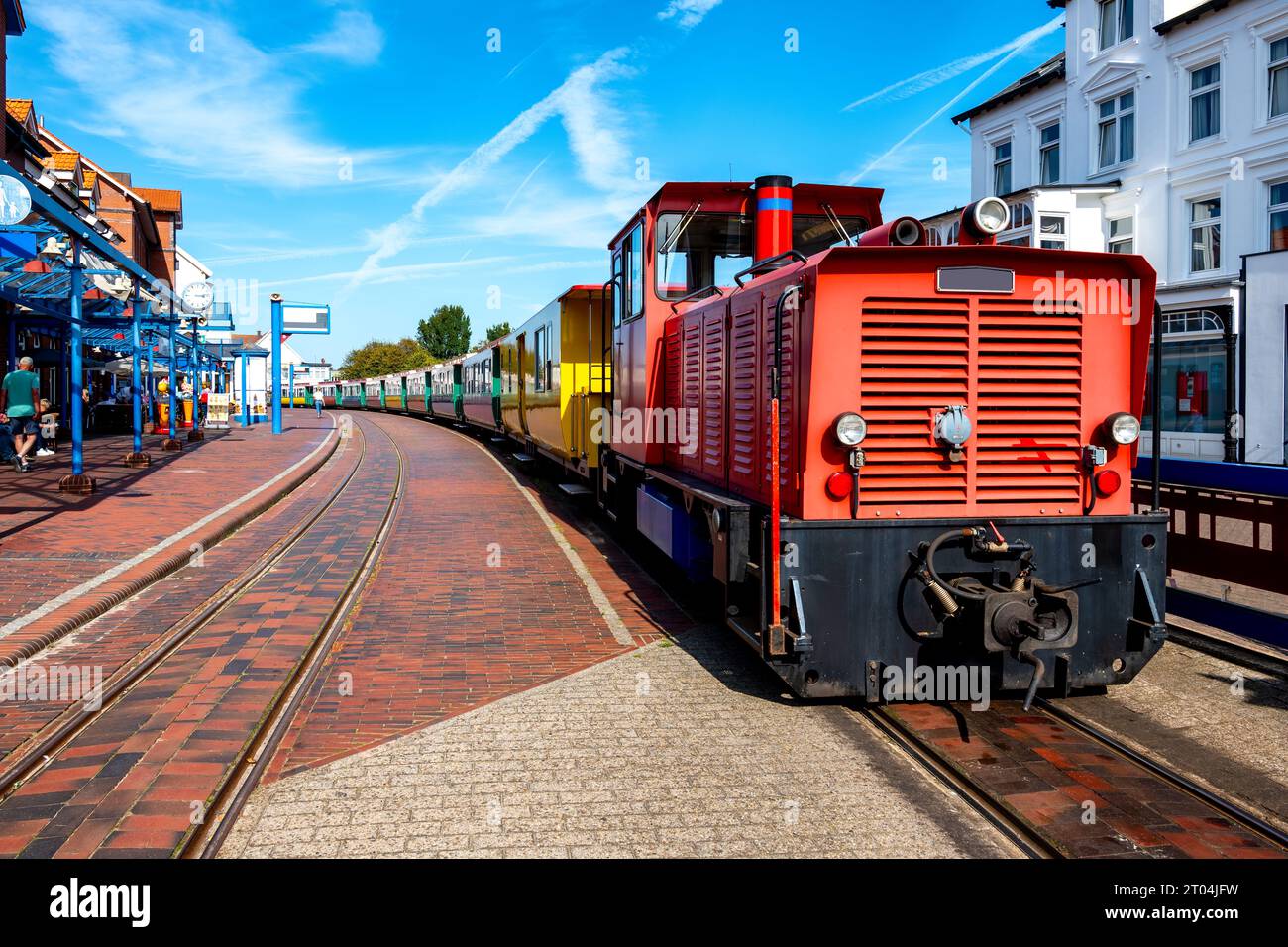 The famous passenger train of the german island of borkum Stock Photo