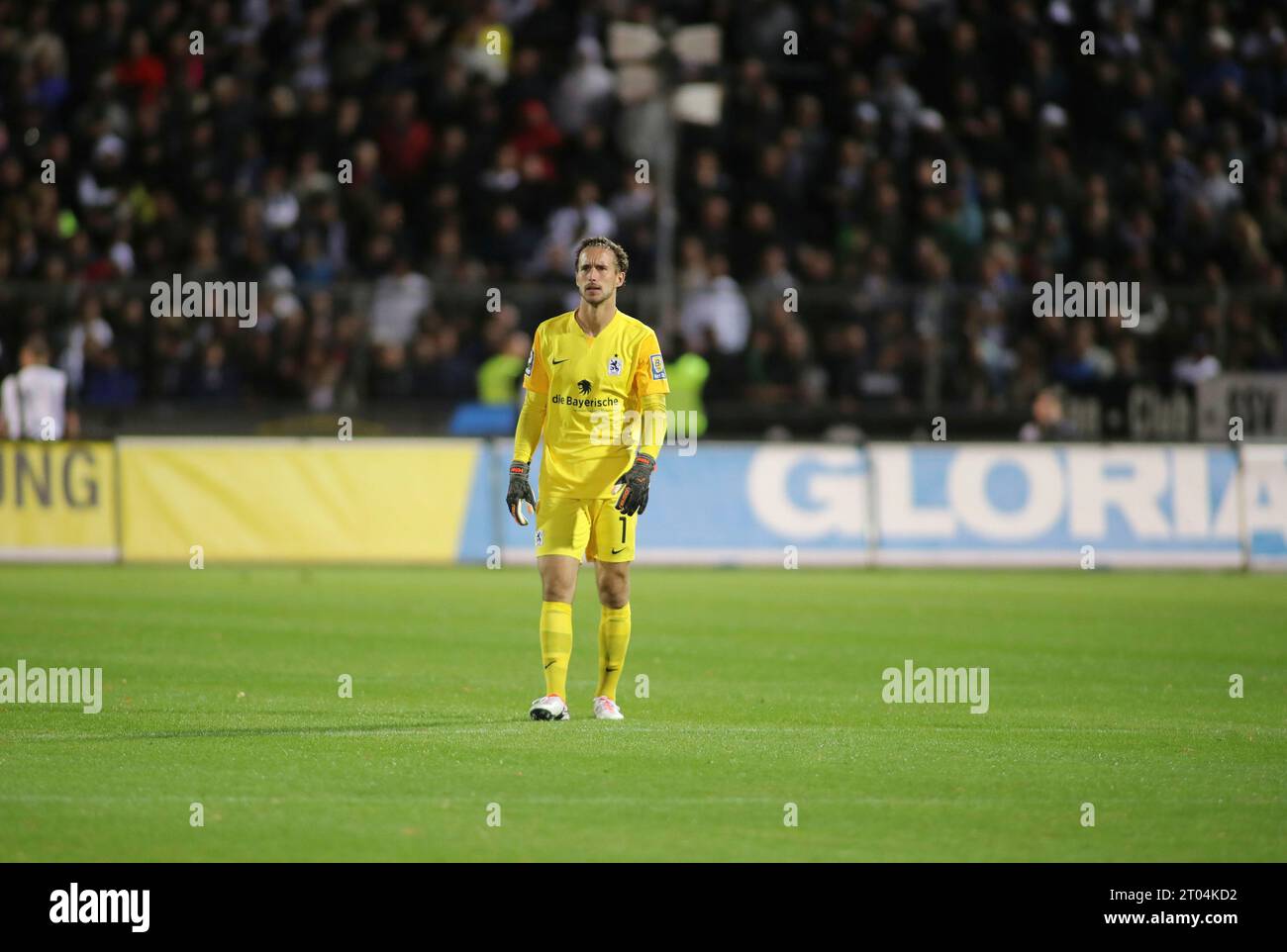 on the ground: Marco Hiller, goalwart (Munich 1860), Ayguen YLDIRIM (Verl)  after duels, action, Stock Photo, Picture And Rights Managed Image. Pic.  PAH-141549900