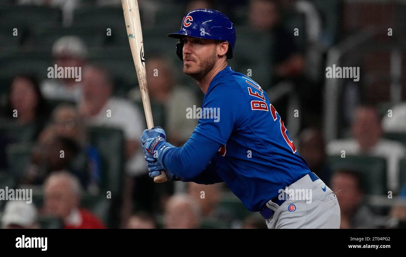 Chicago Cubs center fielder Cody Bellinger (24) is shown against the