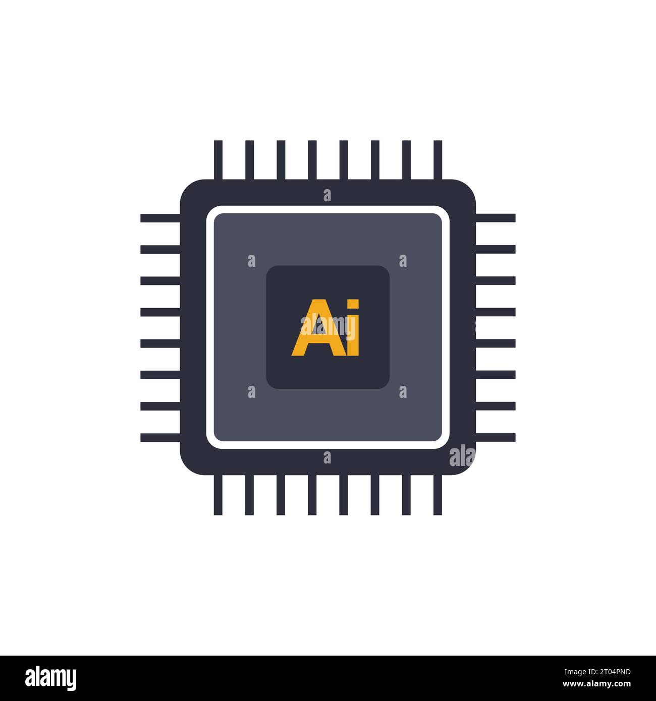 AI processor chip design icon. machine learning and cyber mind domination concept. vector illustration. Stock Vector