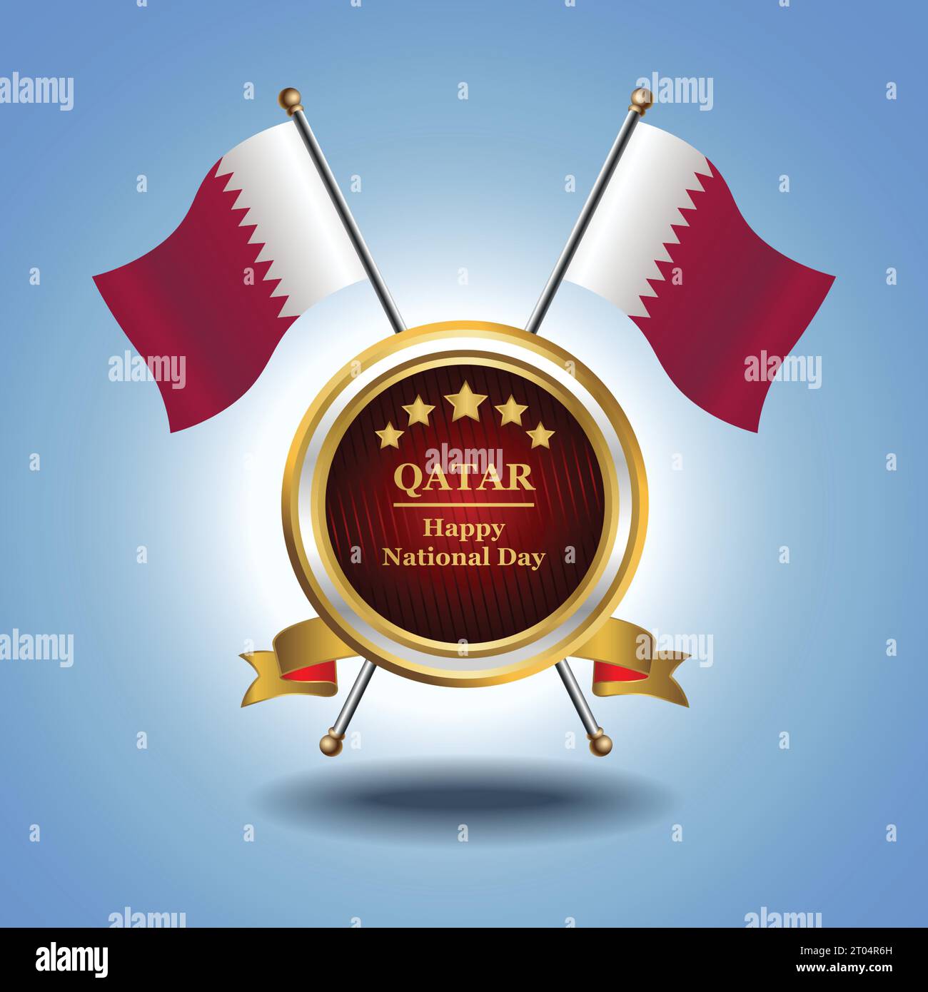 Small National flag of Qatar on Circle With garadasi blue background