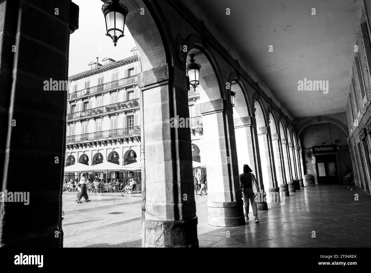 San Sebastian, Gipuzkoa, Spain August 13, 2023 Porticos, arcades and