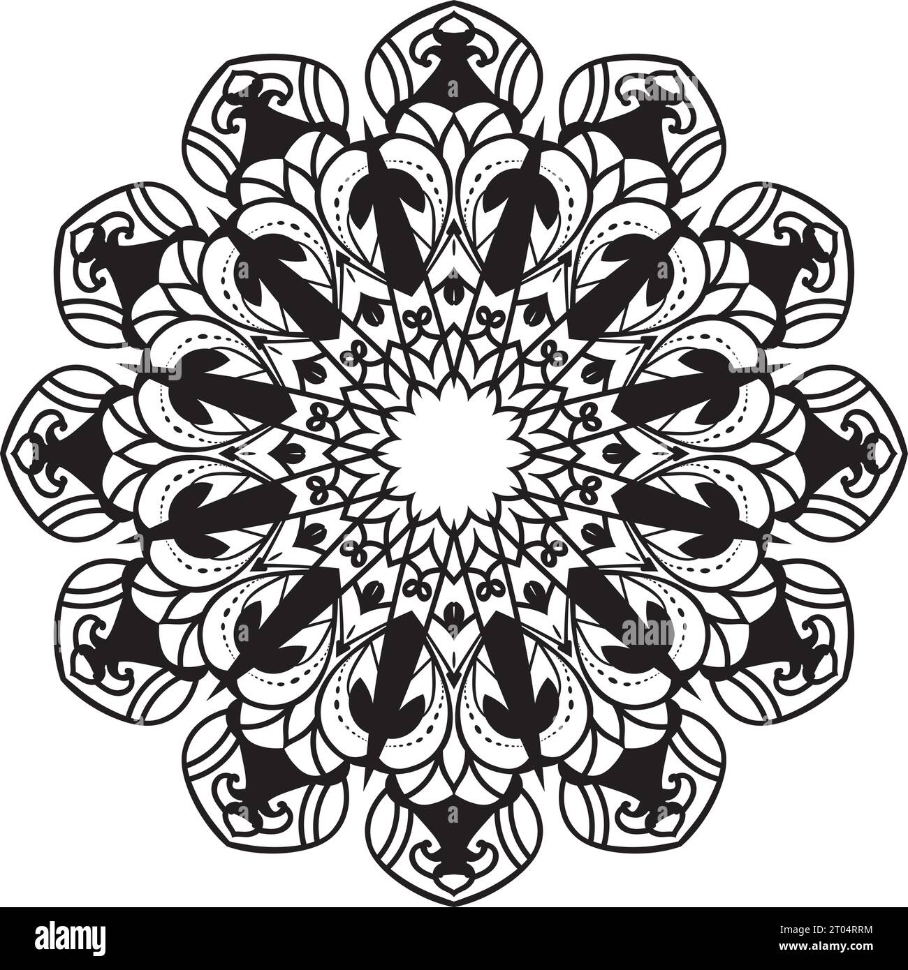 creative art style hand drawn black and white colors mandala background ...