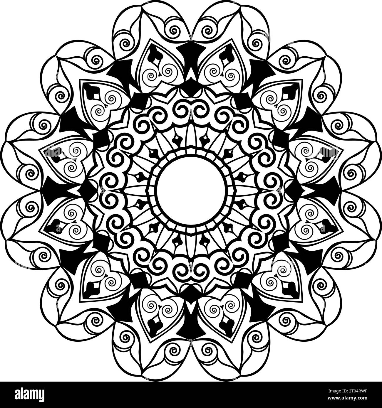 oriental hand drawn abstract black and white colors mandala background ...