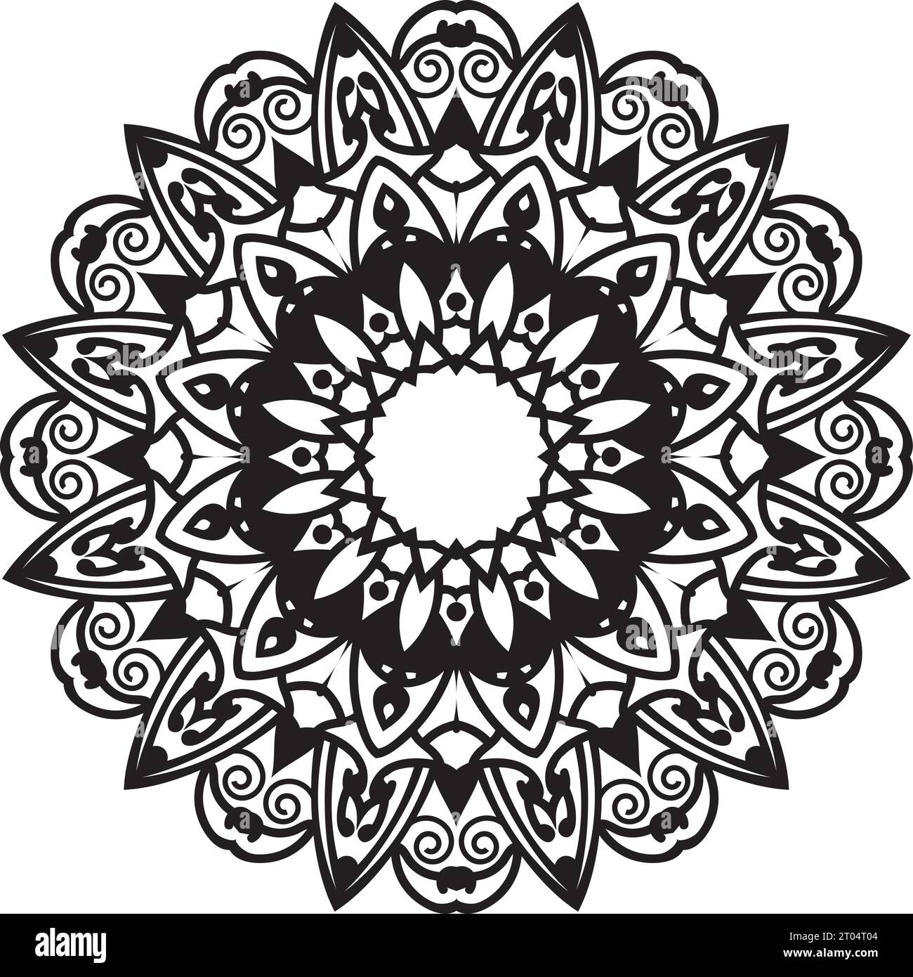hand drawn abstract black and white colors mandala background design ...