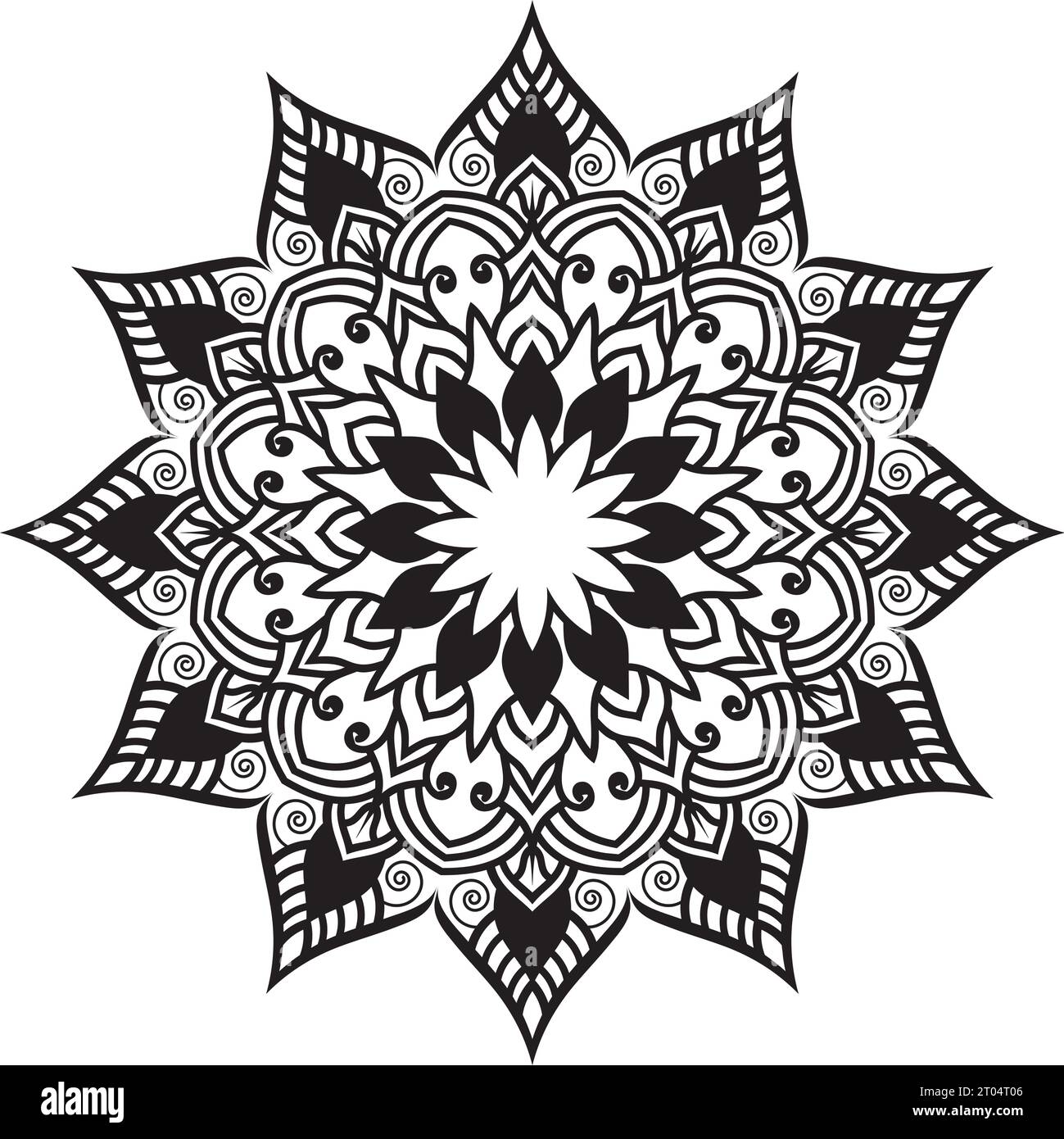 hand drawn luxury mandala creative art style with black and white color ...
