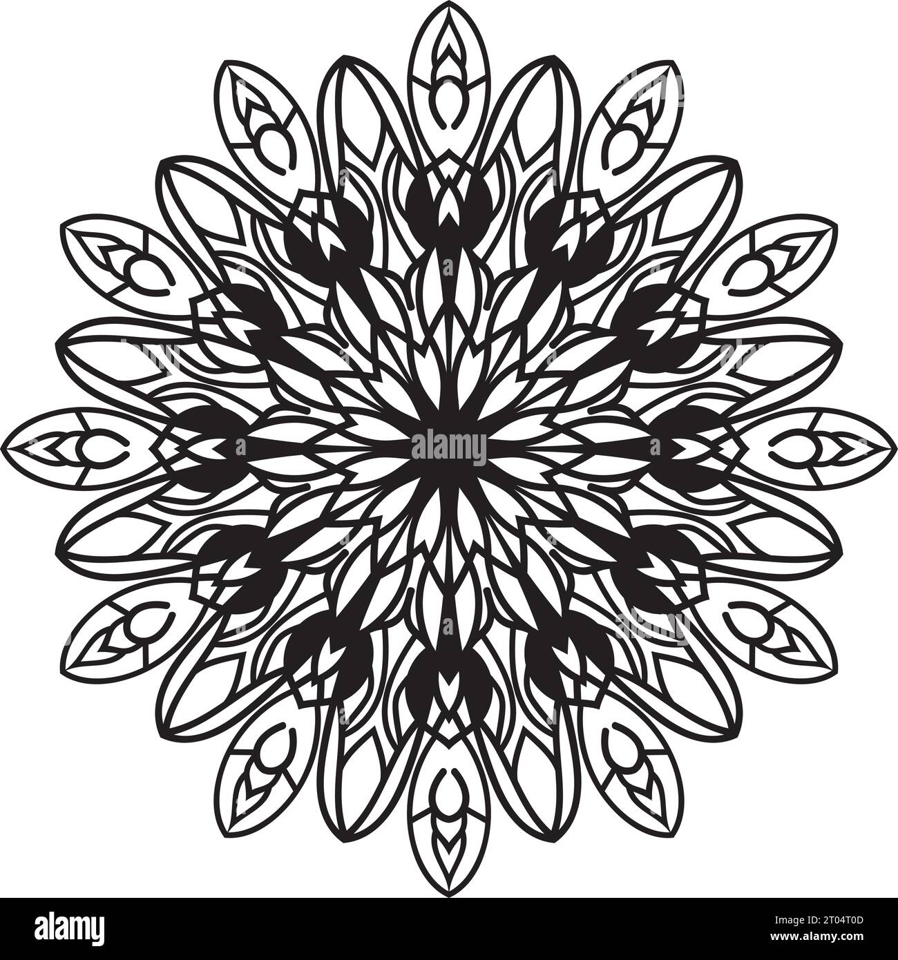 new art style hand drawn abstract black and white colors mandala ...