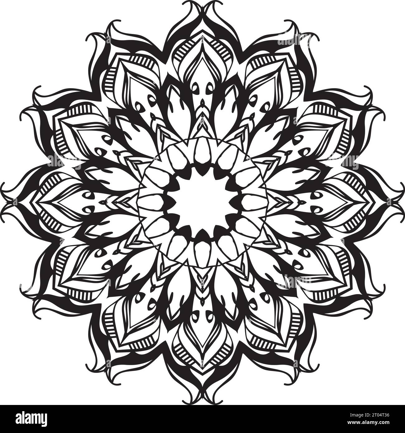 art style hand drawn abstract black and white colors mandala background ...