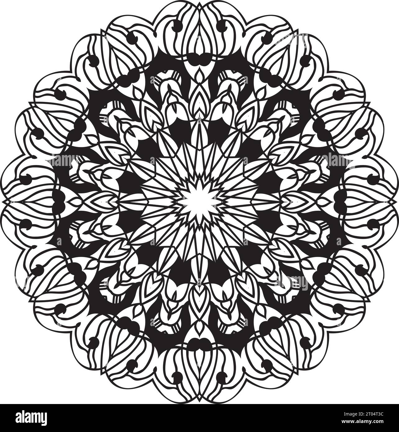 art style hand drawn black and white colorful mandala background design ...