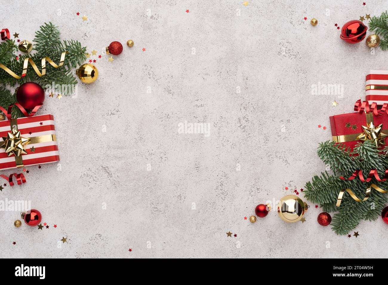 White Background with Christmas Decoration Stock Photo