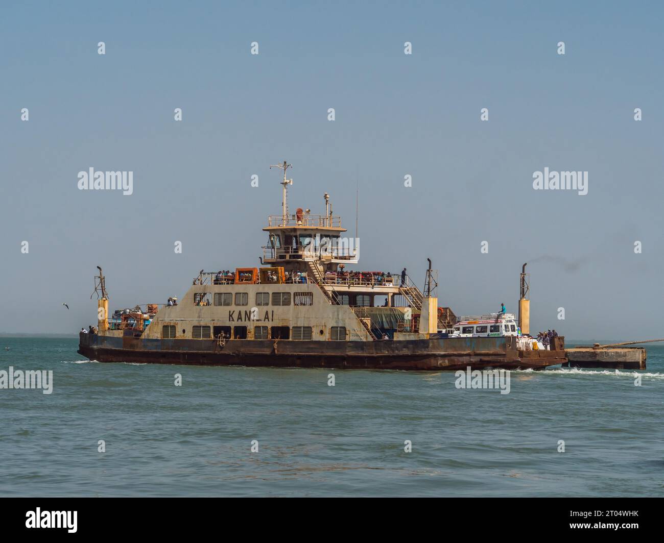 Ferry across the Senegal river, Gambia Stock Photo