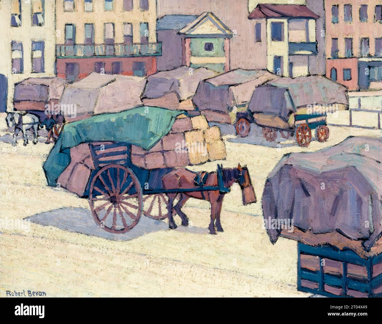 Robert Bevan painting, Hay Carts, Cumberland Market, (London), oil on canvas, 1915 Stock Photo