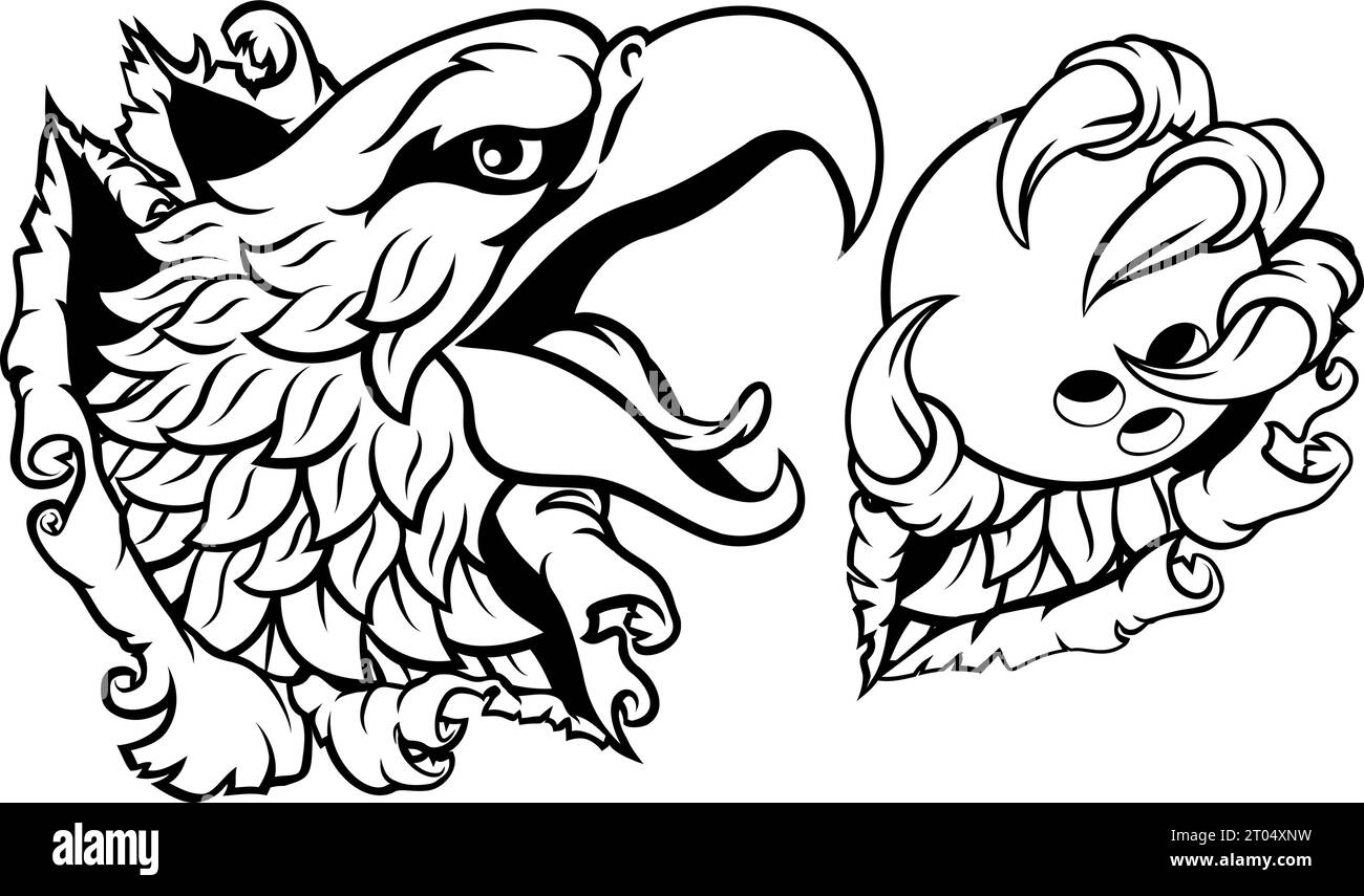 Bald Eagle Hawk Ripping Bowling Ball Mascot Stock Vector Image & Art Alamy