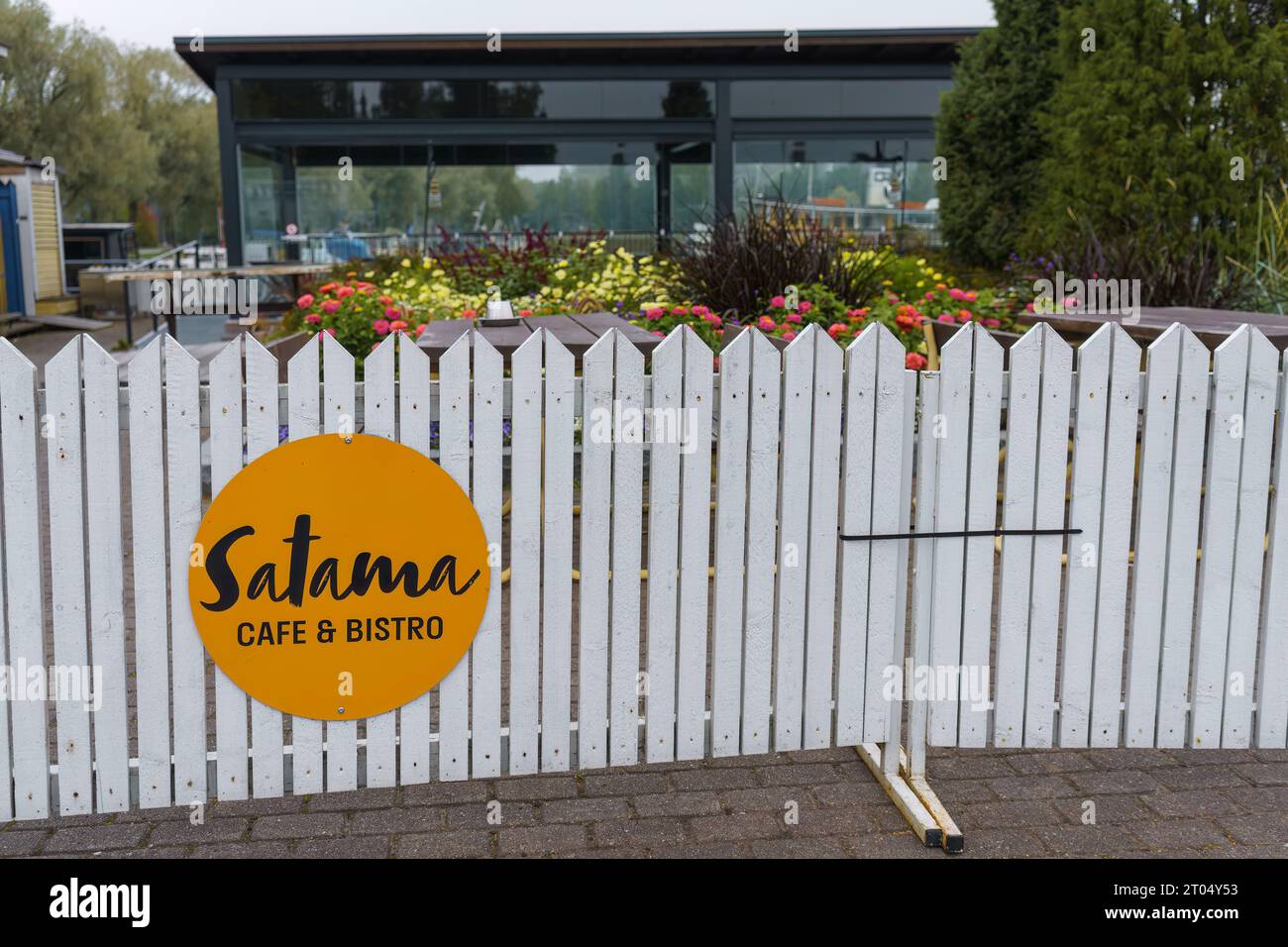 Satama Cafe & Bistro in the harbor of Mikkeli, Finland. September 11, 2023. Stock Photo