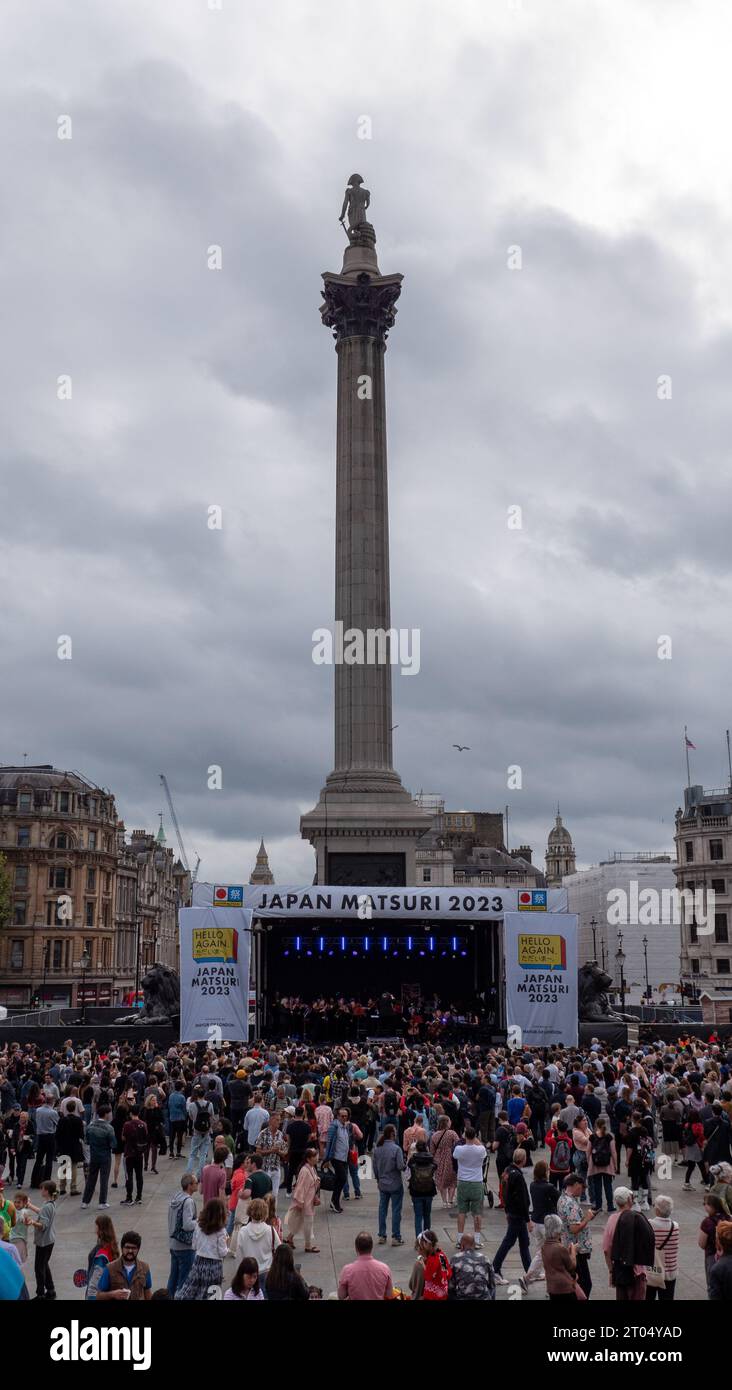 A view of crowds at the Japan Matsuri 2023 in Trafalgar Square, London. Stock Photo