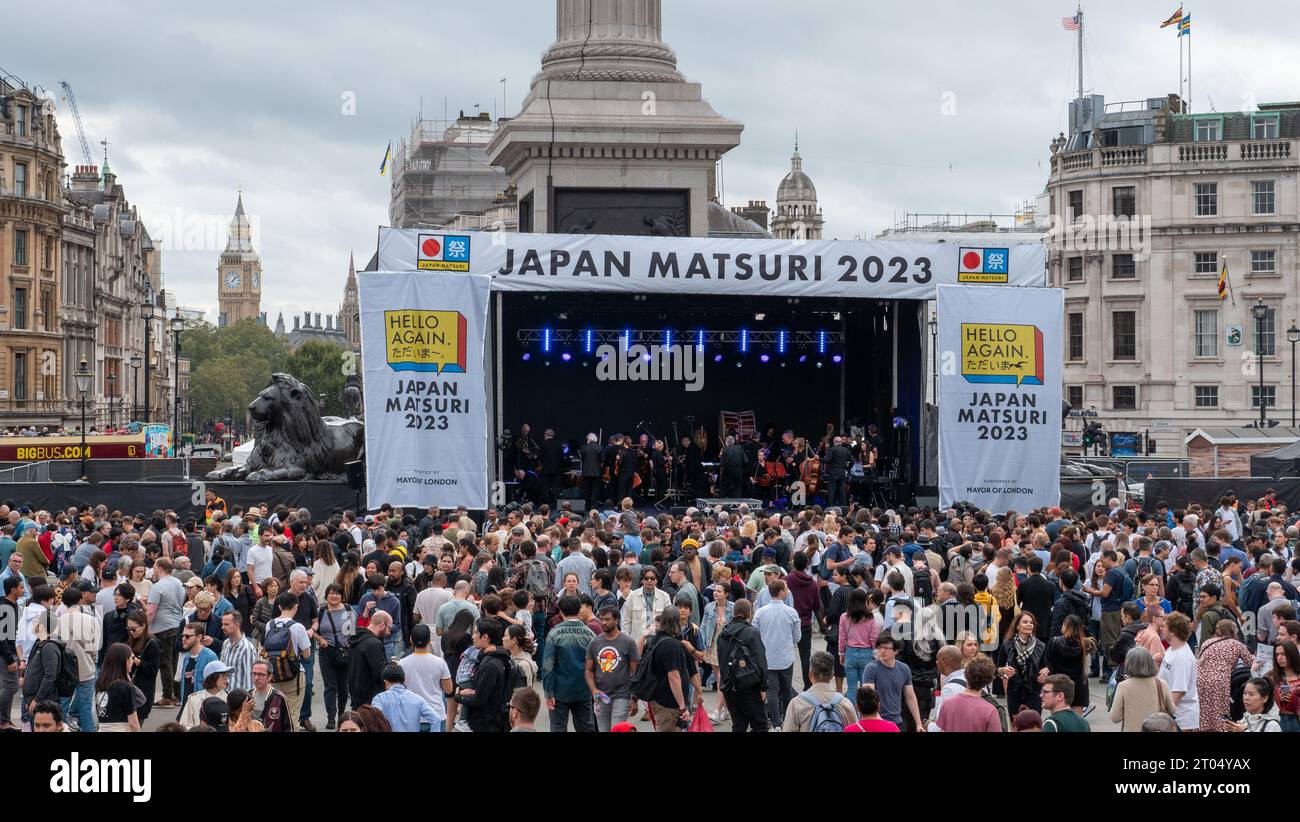 A view of crowds at the Japan Matsuri 2023 in Trafalgar Square, London