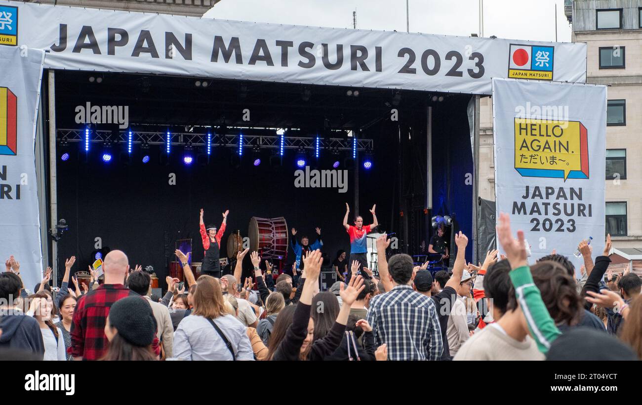 A view of crowds at the Japan Matsuri 2023 in Trafalgar Square, London. Stock Photo
