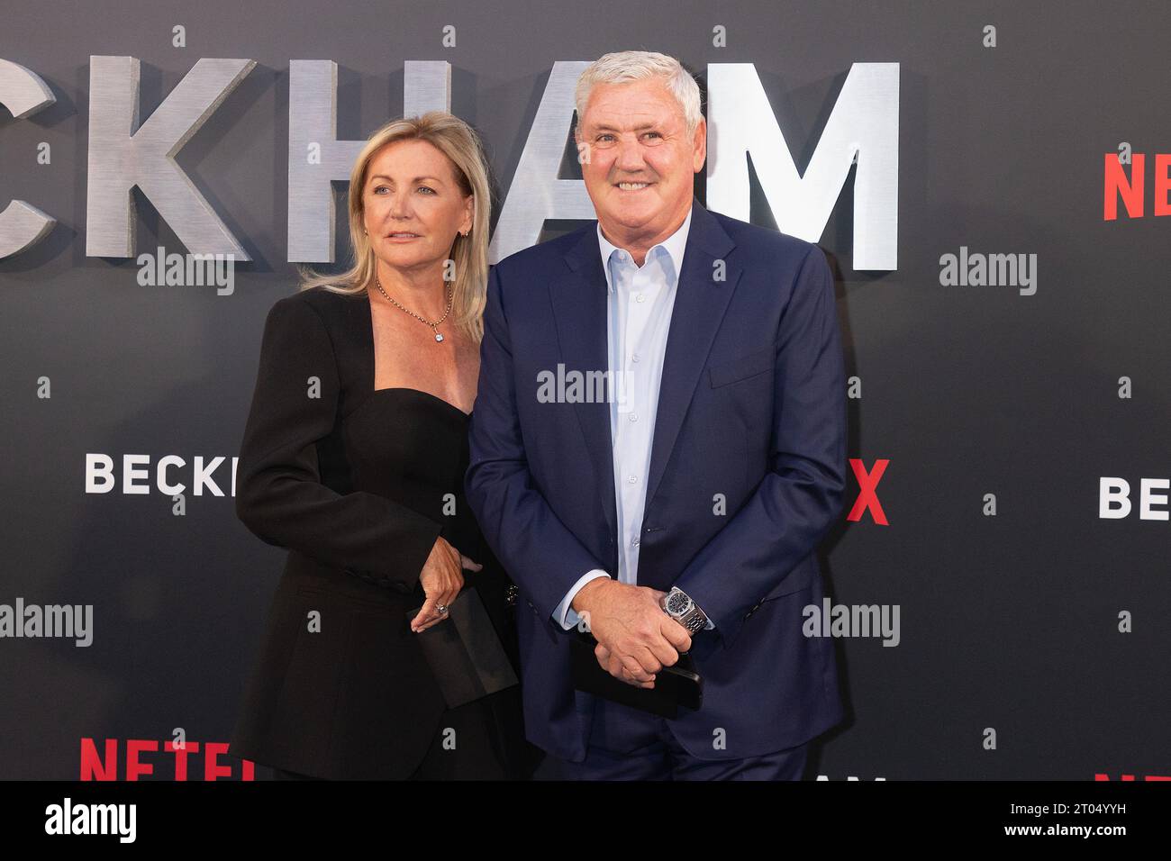 London, UK. 03 October, 2023. Janet Bruce and Steve Bruce attend the Netflix Series of the Beckham Premiere Arrivals at Curzons Mayfair in London. Credit: S.A.M./Alamy Live News Stock Photo - Alamy