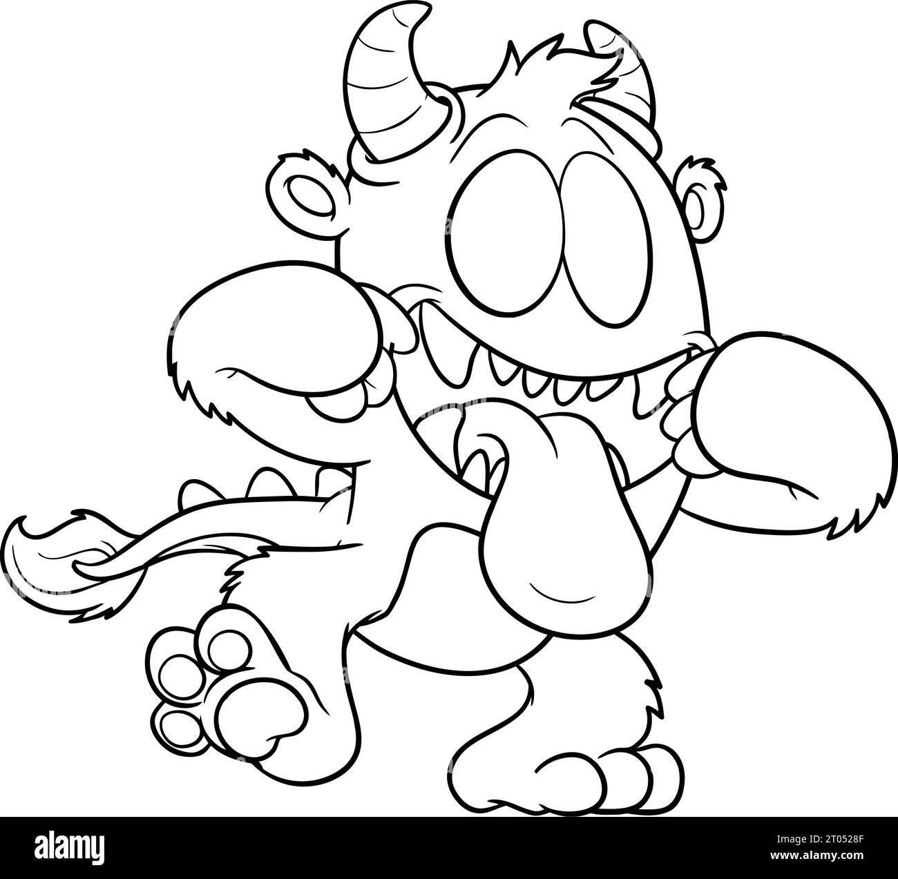 Cute Cartoon monster coloring page for kids Stock Photo