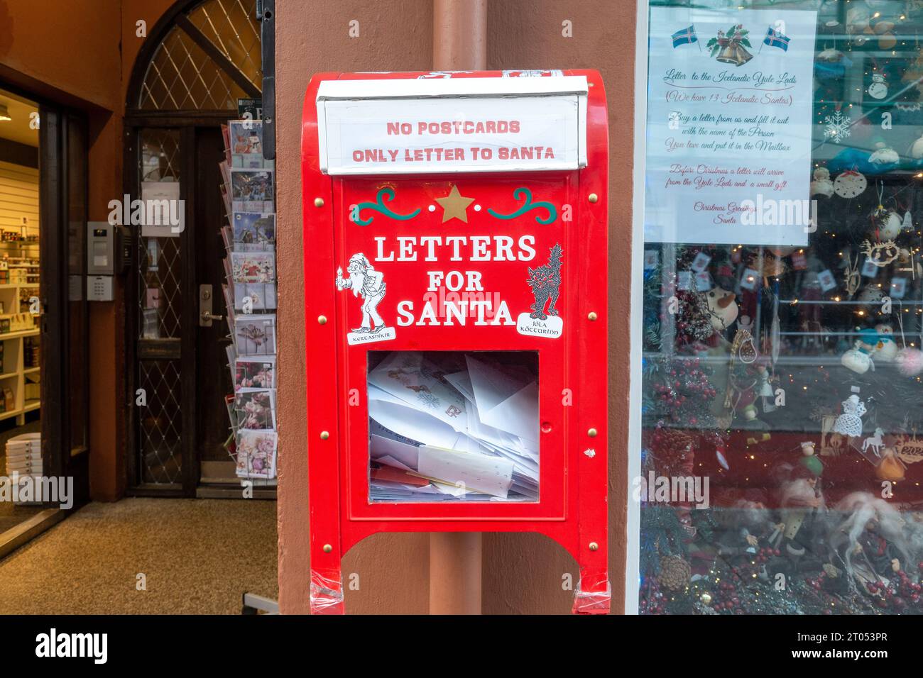 WOODEN LETTER BOX - WHITE with GOLD - Santa Mailbox Letters for