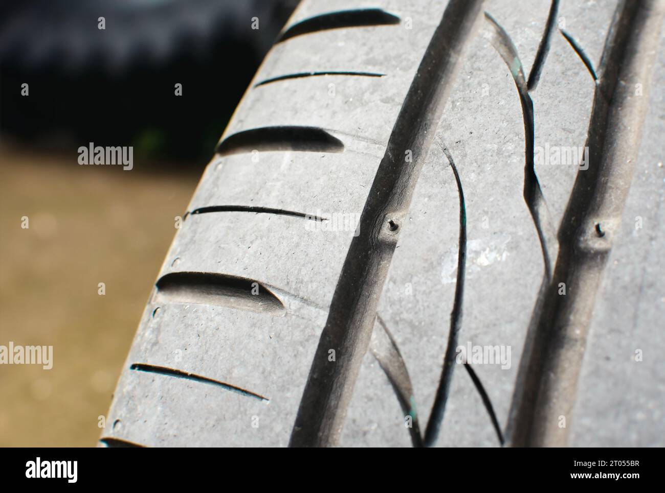 Tire Tread Wear Indicator, Close Up Of Tire With Tire Tread Wear ...