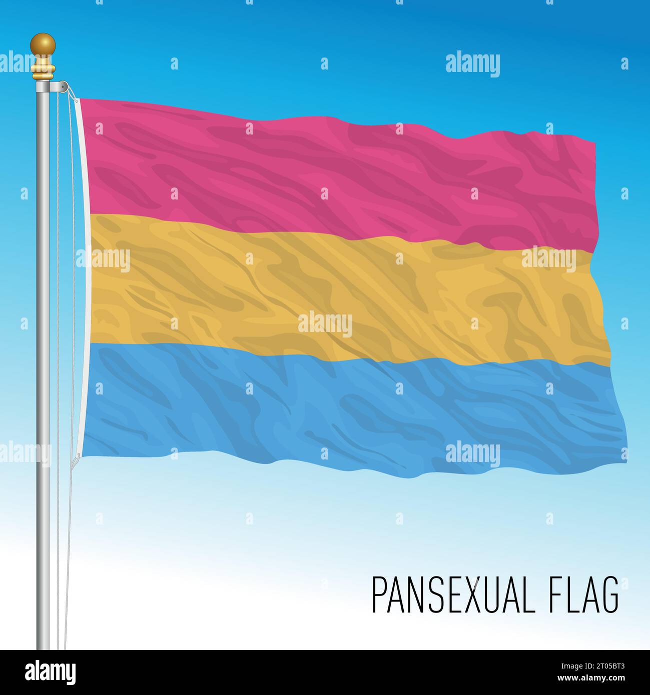 Pansexual movement waving flag, international symbol, vector illustration Stock Vector