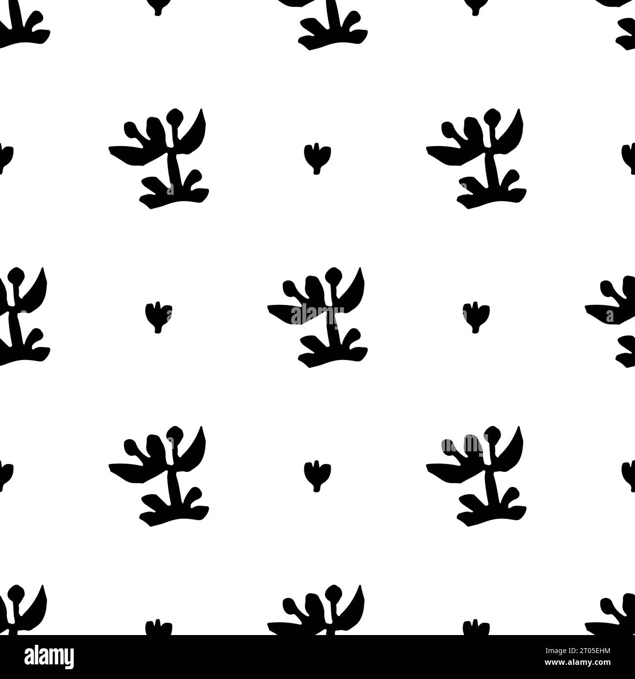 Hand drawn trendy floral seamless pattern illustration Stock Vector ...
