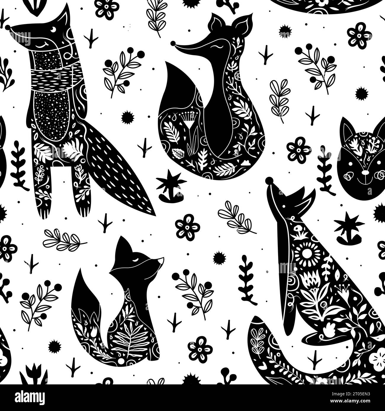 Lovely seamless pattern with cute foxes and flowers. Perfect for ...