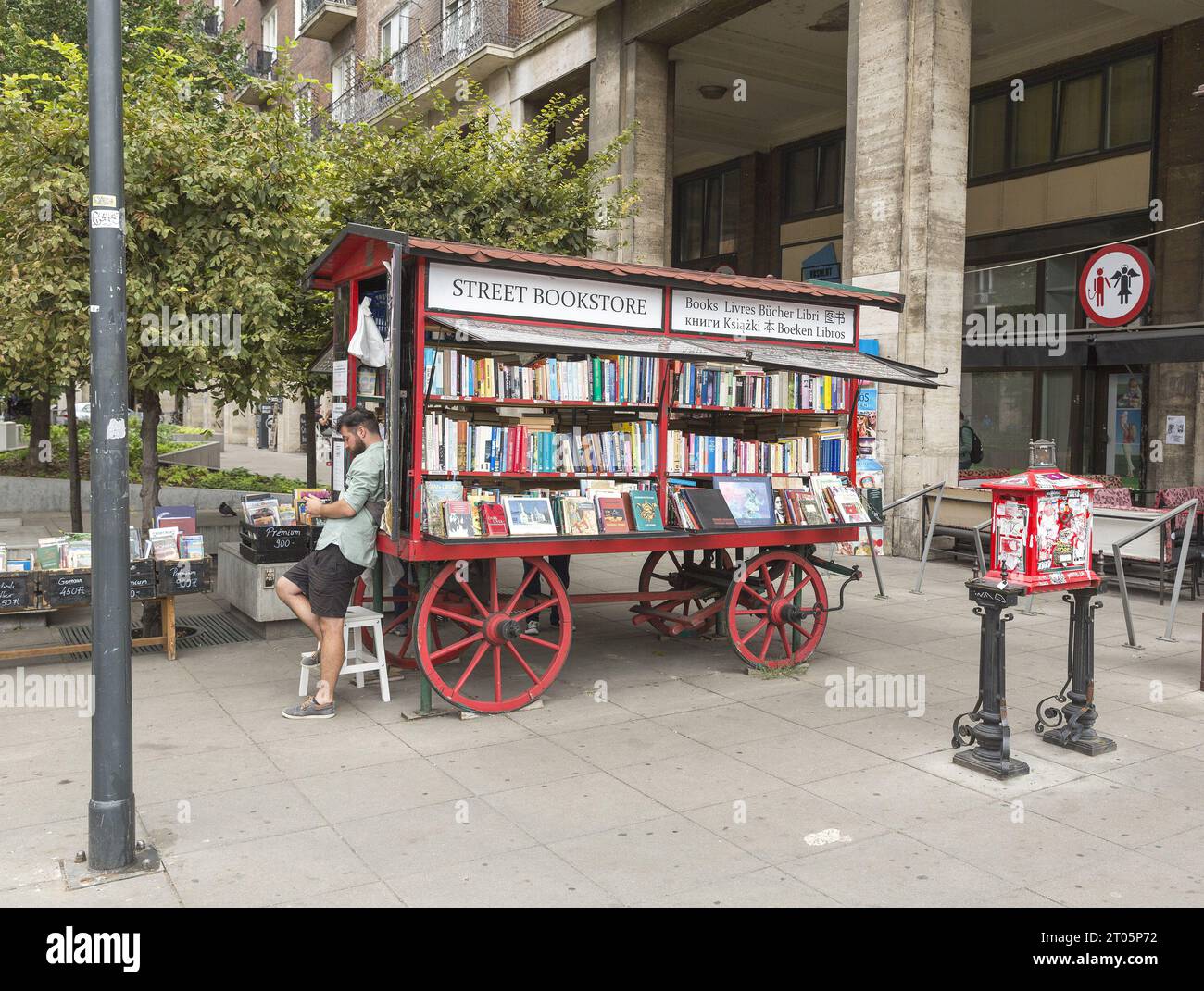 Street book seller in Budapest Stock Photo
