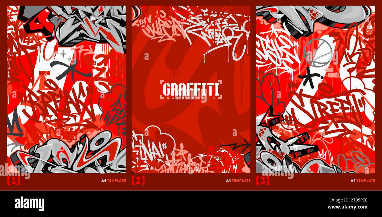Abstract Dark Graffiti Style A4 Poster Vector Illustration Art Stock Vector