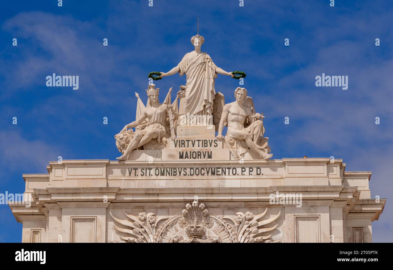 Arch in square opposite statue of King John I, Lisbon,Portugal Stock Photo Alamy