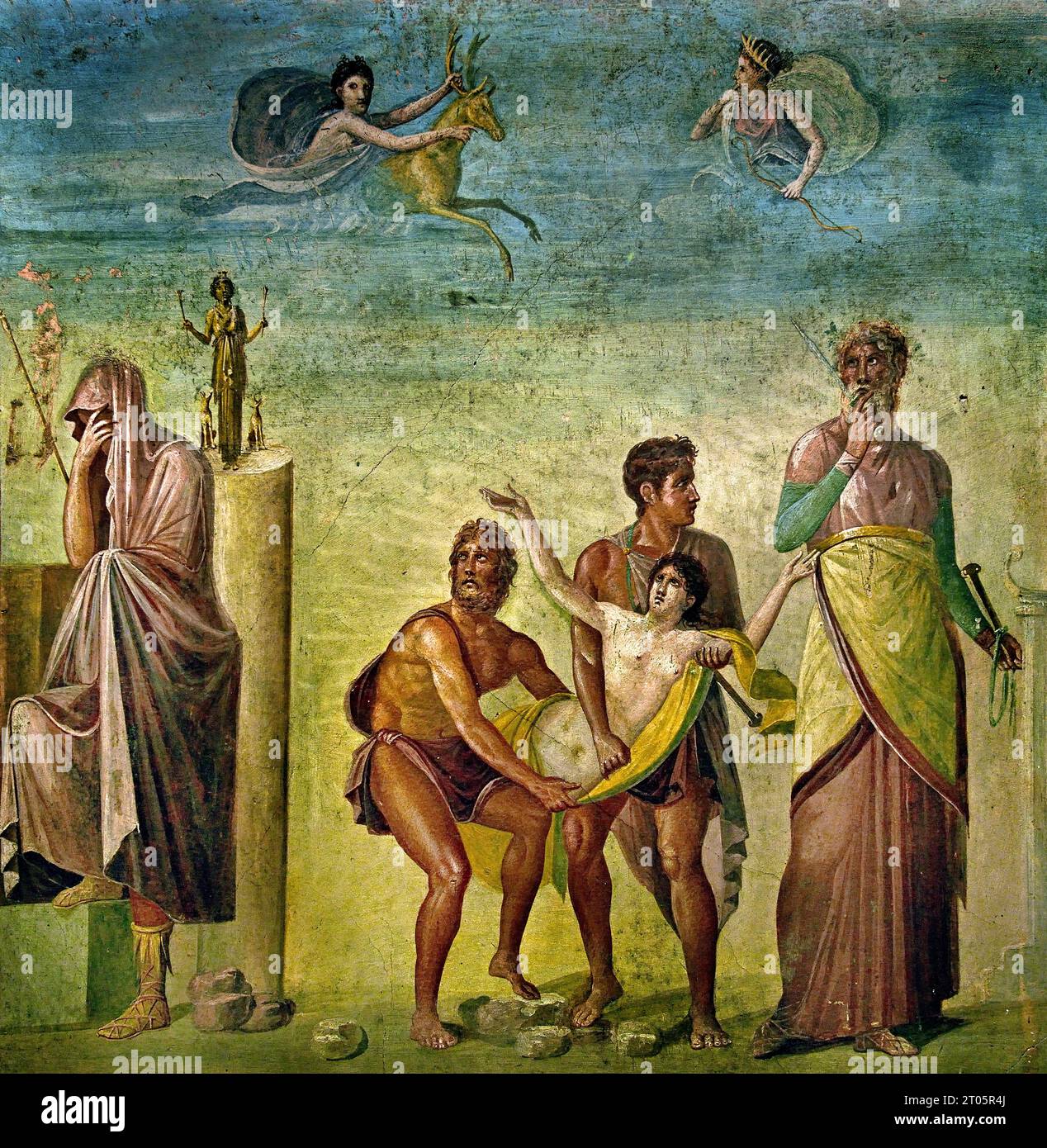 The Sacrifice of Iphigenia. Fresco Pompeii Roman City is located near ...