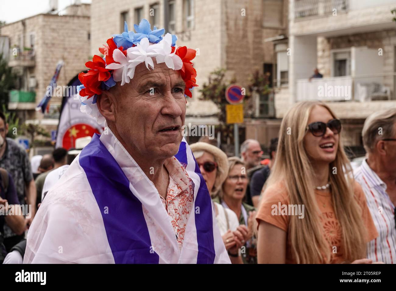 Jerusalem, Israel. 4th Oct, 2023. Thousands of Israelis and visitors from 90 countries around the world participate in the 68th Jerusalem Parade during the holiday of Sukkot. Credit: Nir Alon/Alamy Live News Stock Photo